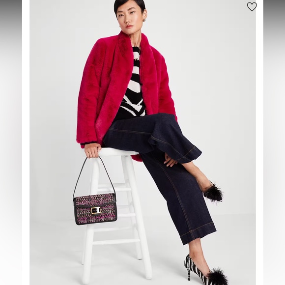 Kate Spade Katy Tweed Medium Shoulder Bag In Pink Multi - Picture 14 of 15